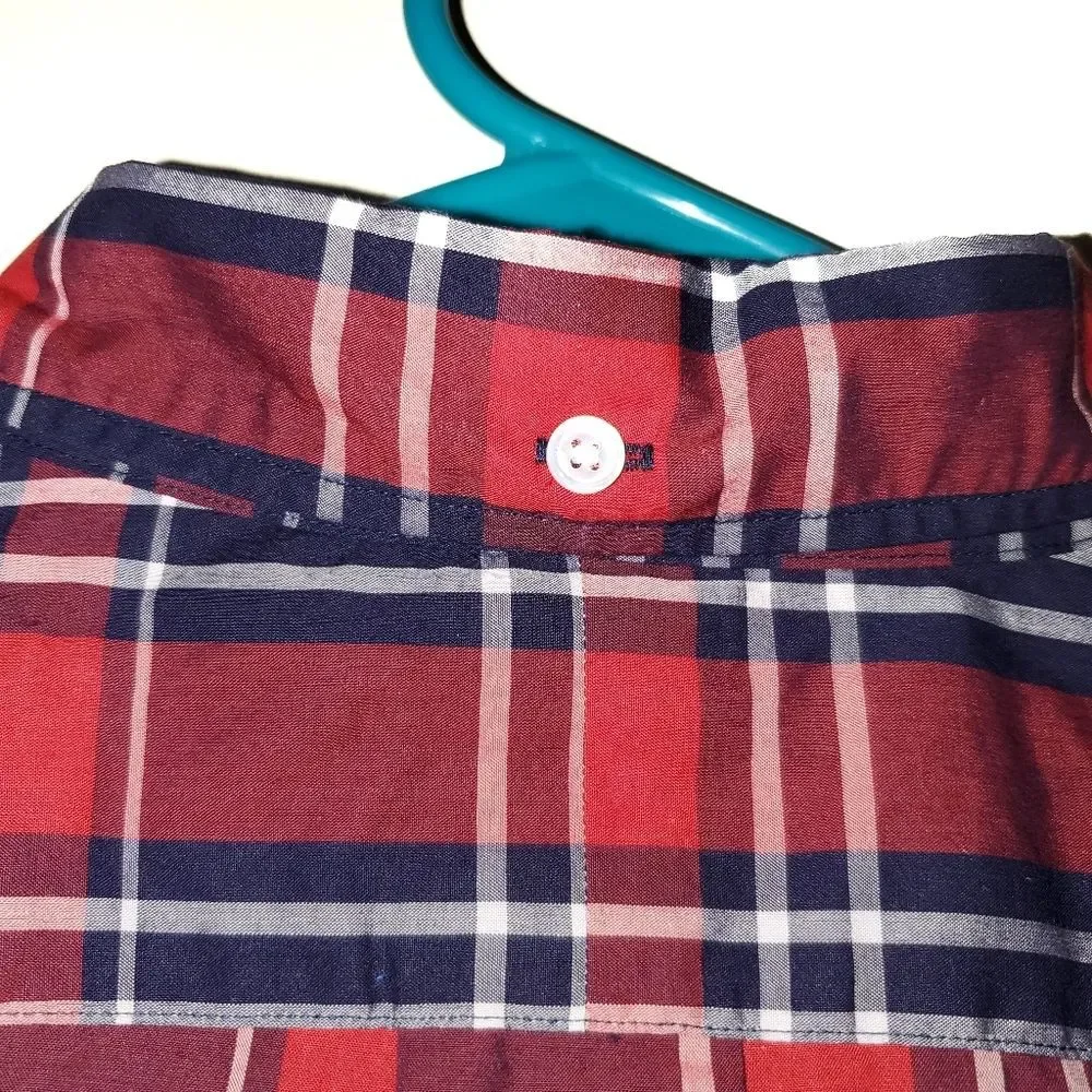 J. Crew Thomas Mason Archive Red Blue Plaid Slim Fit Button Down Shirt XL